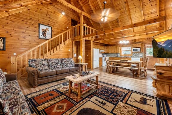 Mountaintop Log Cabin with Hot Tub, Pool & Fire Pit - Image 4