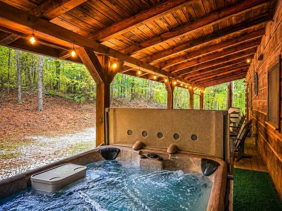 Mountaintop Log Cabin with Hot Tub, Pool & Fire Pit - Image 5